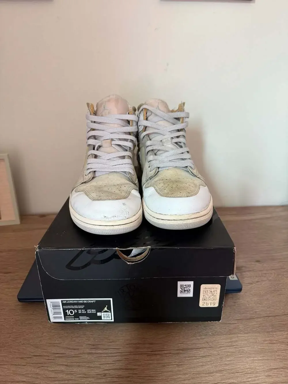 Air Jordan 1 Mid SE Craft Inside Out White Grey Phantom Men's Size 10.5
